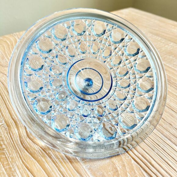 Vintage Indiana Windsor Blue Glass Candy Dish with Lid in original box - Picture 6 of 10